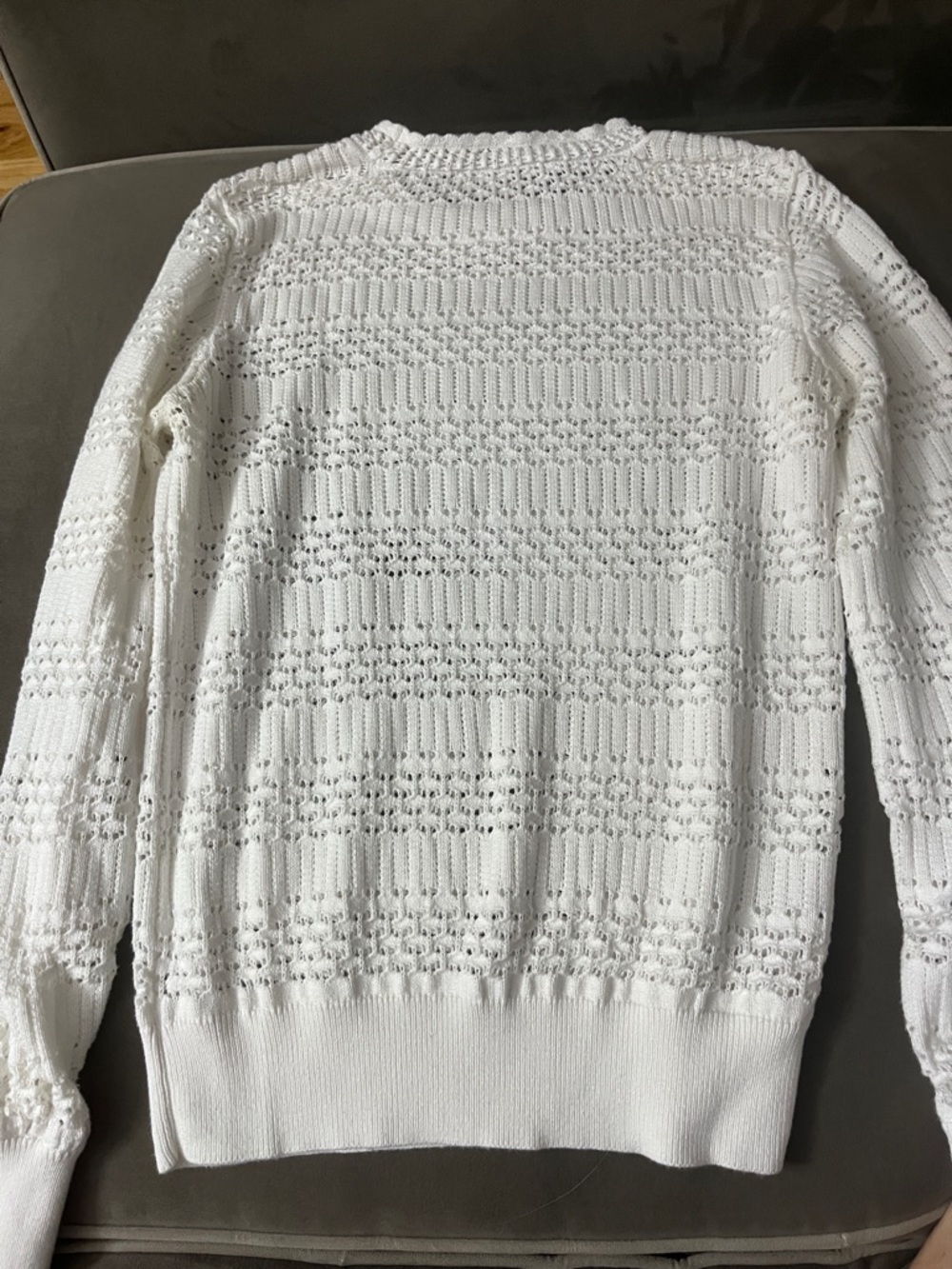 LOFT White Openwork Scoopneck Knit Sweater - Picture 7 of 11